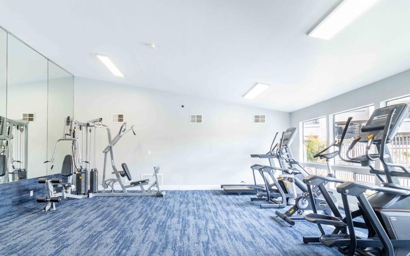 a gym with exercise equipment